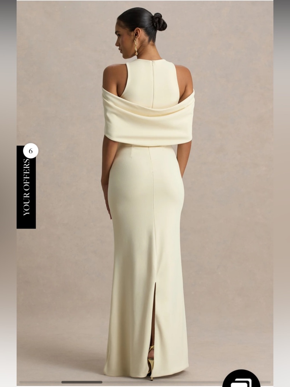 Club L Yulia Sand High-Neck Maxi Dress With Cape Sleeves - Picture 2 of 3